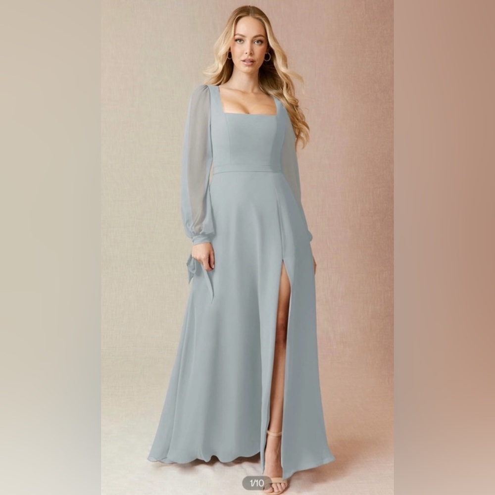 Azazie leonia bridesmaid dress in dolphin grey